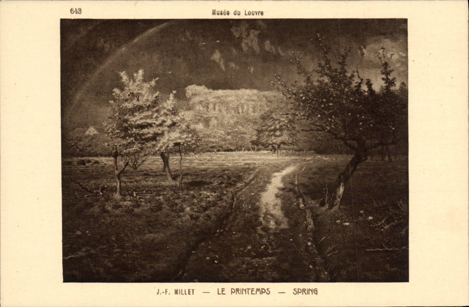 VINTAGE POSTCARD Museum of Louvre J F Millet Spring