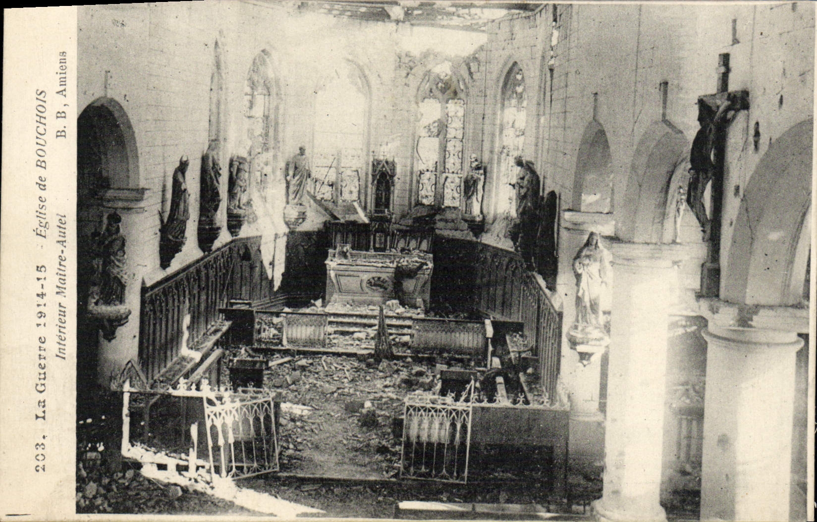 VINTAGE POSTCARD the War Church of Interior Bouchois Main Militaria Furnace bridge