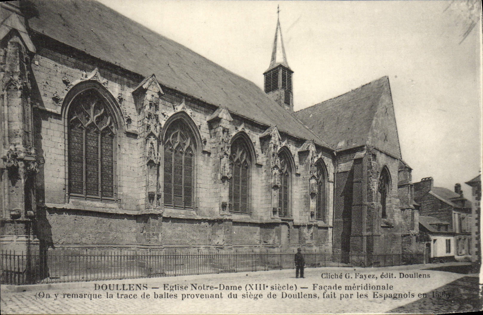 VINTAGE POSTCARD Doullens Church Notre Dame southernmost Frontage