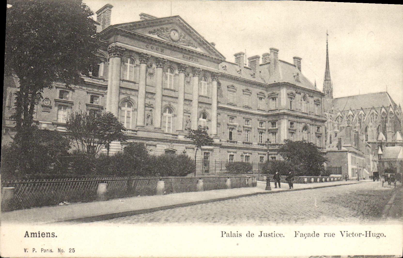 VINTAGE POSTCARD Amiens Law courts Frontage street Victor Hugo