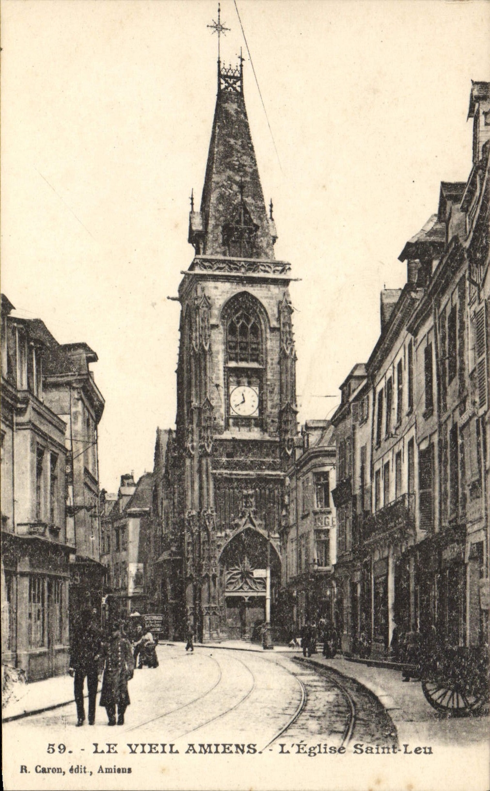 VINTAGE POSTCARD Old Amiens the Church Holy Leu