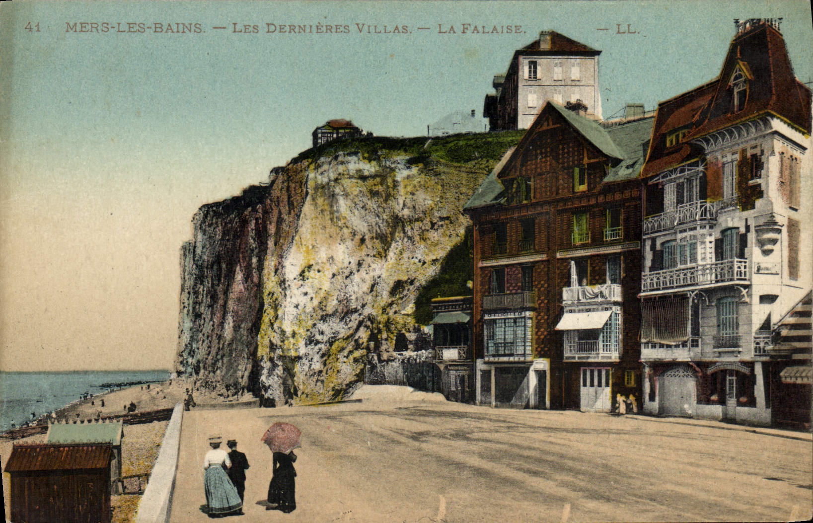 VINTAGE POSTCARD Seas les Bains Last Villas the Cliff