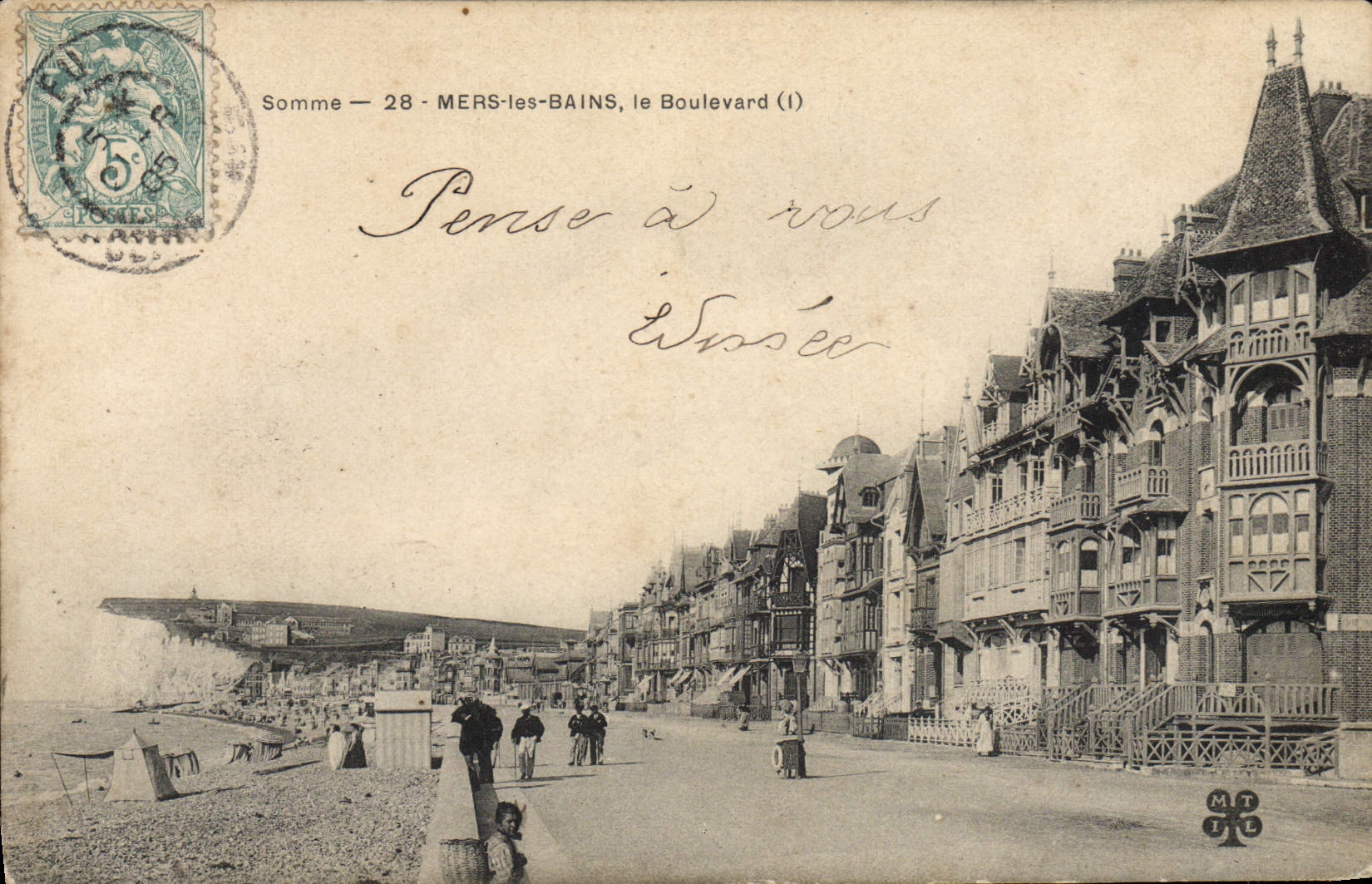 VINTAGE POSTCARD Seas les Bains the Boulevard