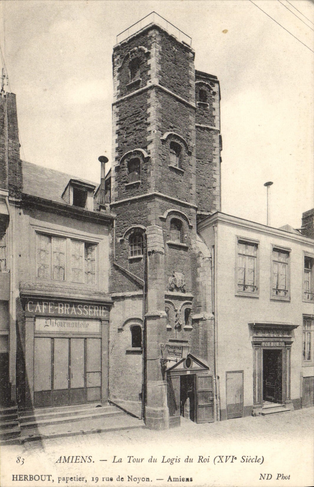 VINTAGE POSTCARD Amiens the Tower of the Home of the King Cafe Brewery