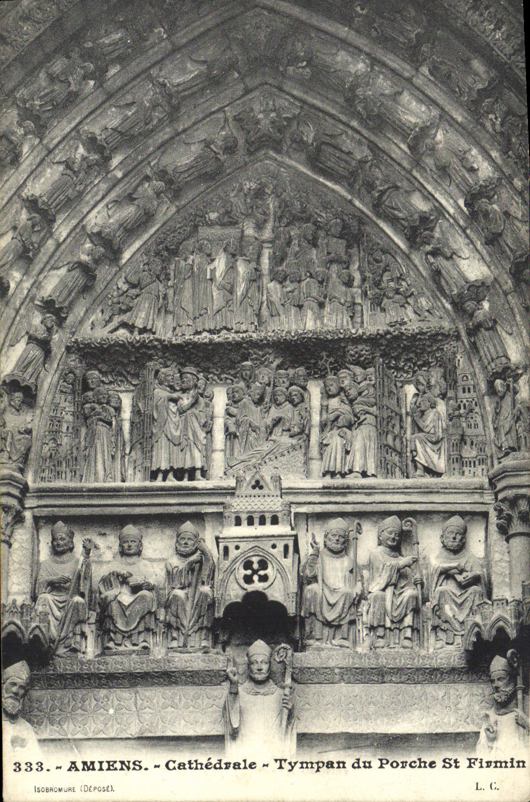 VINTAGE POSTCARD Amiens Cathedral Tympanum of the Porch St Firmin