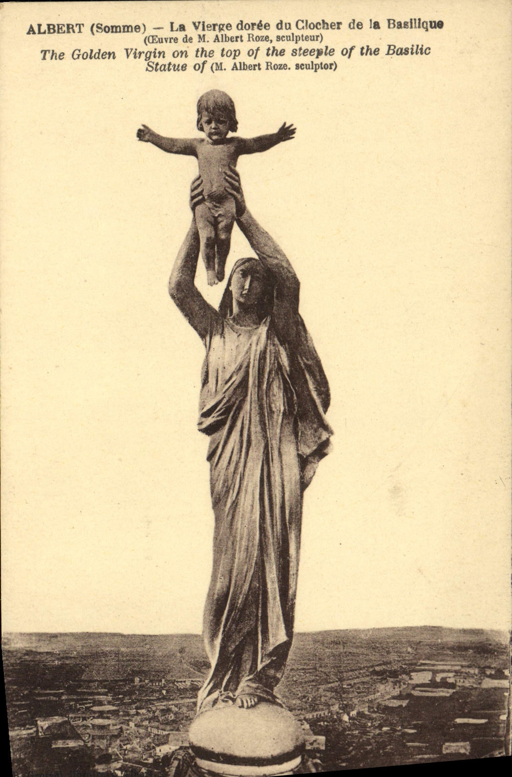 VINTAGE POSTCARD Amiens the Virgin golden of the Bell-tower of the Basilica