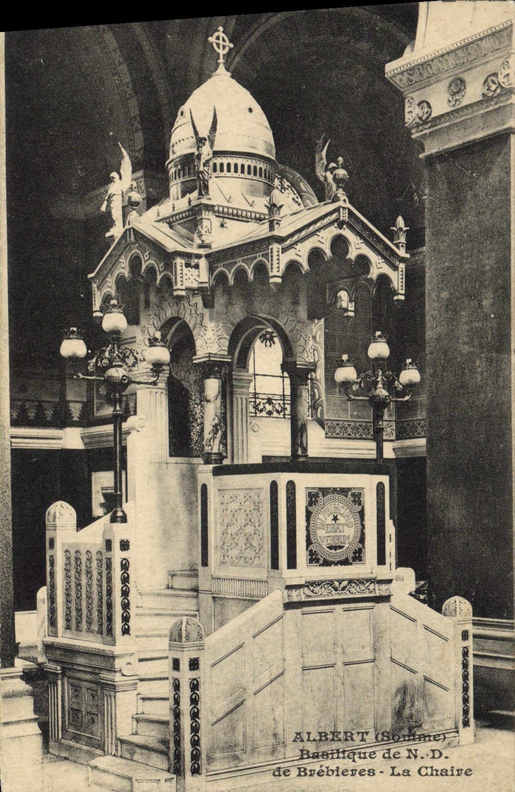 VINTAGE POSTCARD Albert Basilique of NR D of Brebieres the Pulpit