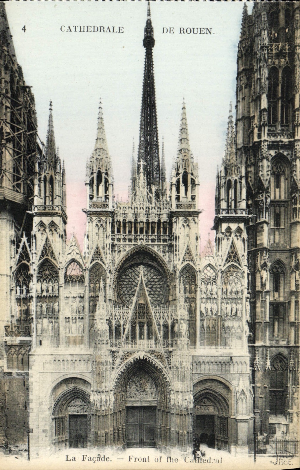 VINTAGE POSTCARD Cathedral of Rouen the frontage