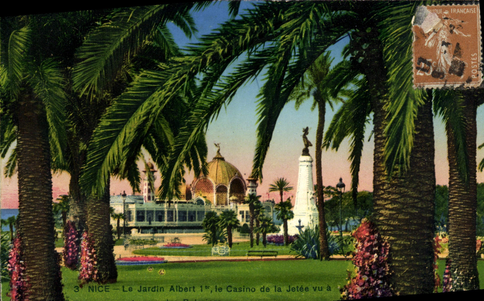 VINTAGE POSTCARD Nice the Garden Albert L er the Casino of the Pier seen through the palm trees