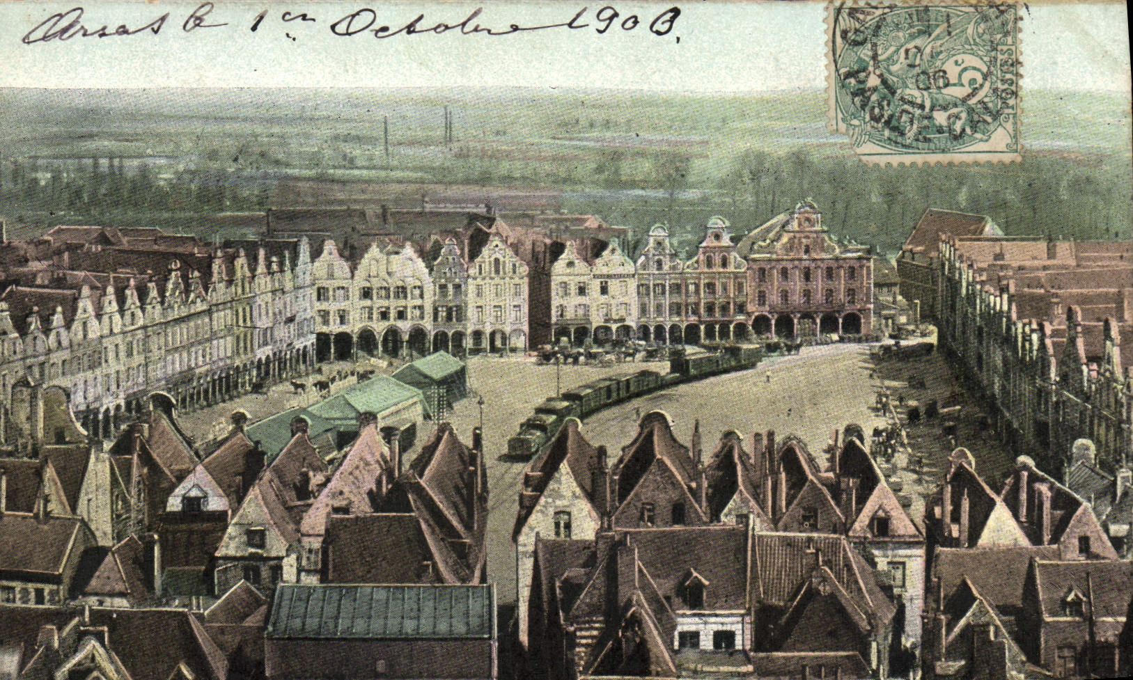 CPA Arras La grand place vue du beffroi 