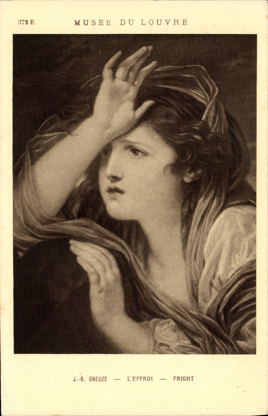 VINTAGE POSTCARD Greuze Fear Paris Museum of Louvre