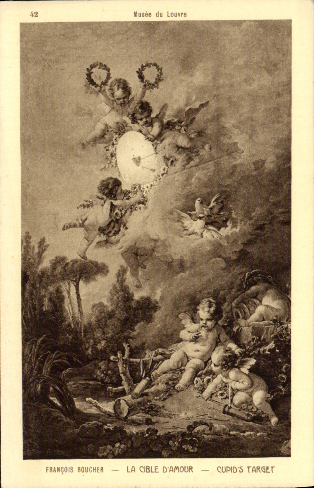 VINTAGE POSTCARD François Butcher the Target Of love Paris Museum of Louvre