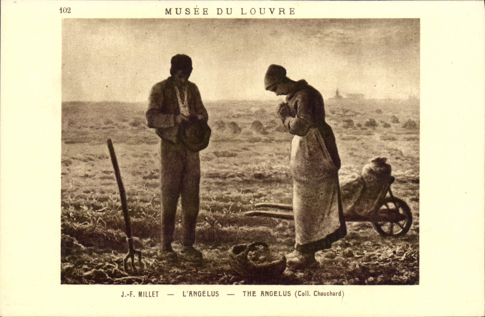 VINTAGE POSTCARD Millet the Angelus Paris Museum of Louvre