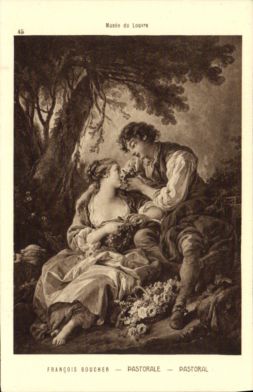 VINTAGE POSTCARD François Butcher Pastoral Paris Museum of Louvre