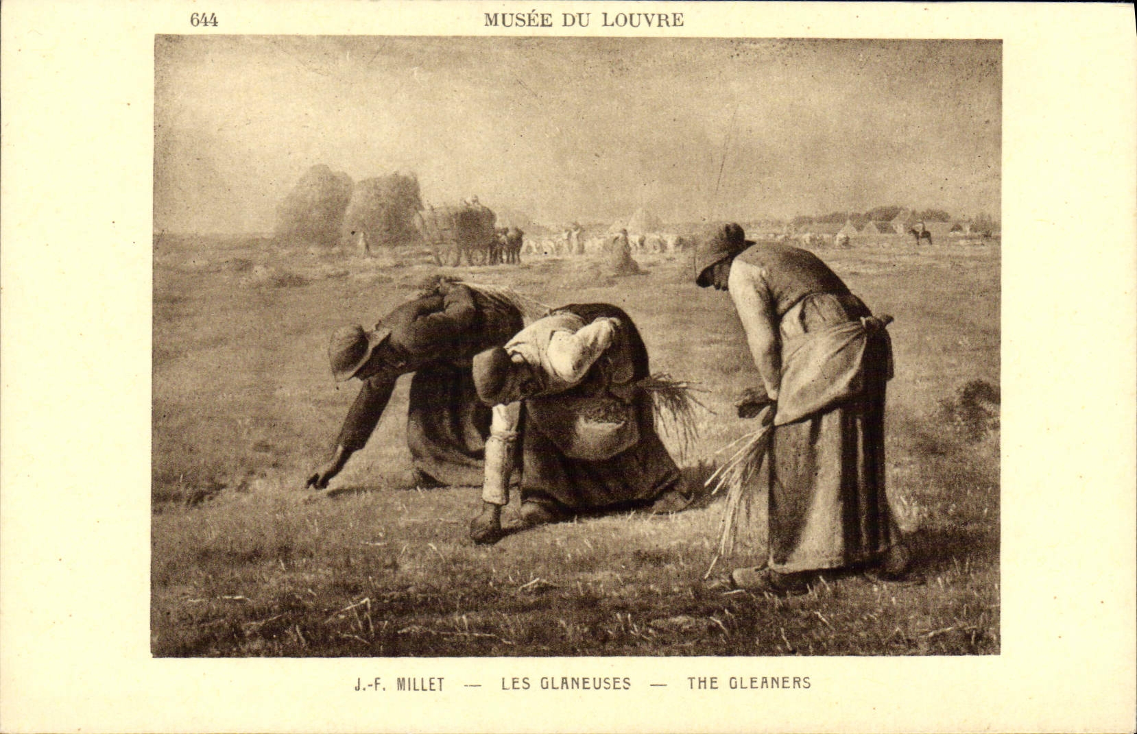 VINTAGE POSTCARD Millet glaneuses Paris Museum of Louvre