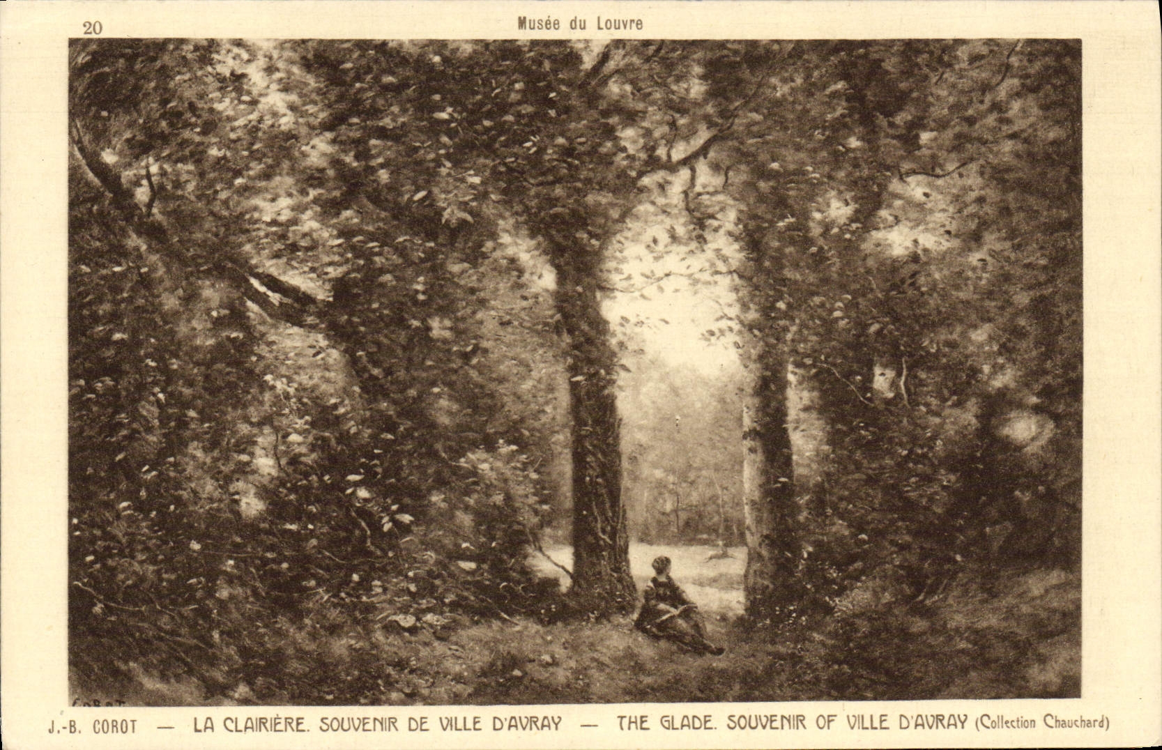 VINTAGE POSTCARD the Clearing Souvenir Of City D' Avray Paris Museum of Louvre