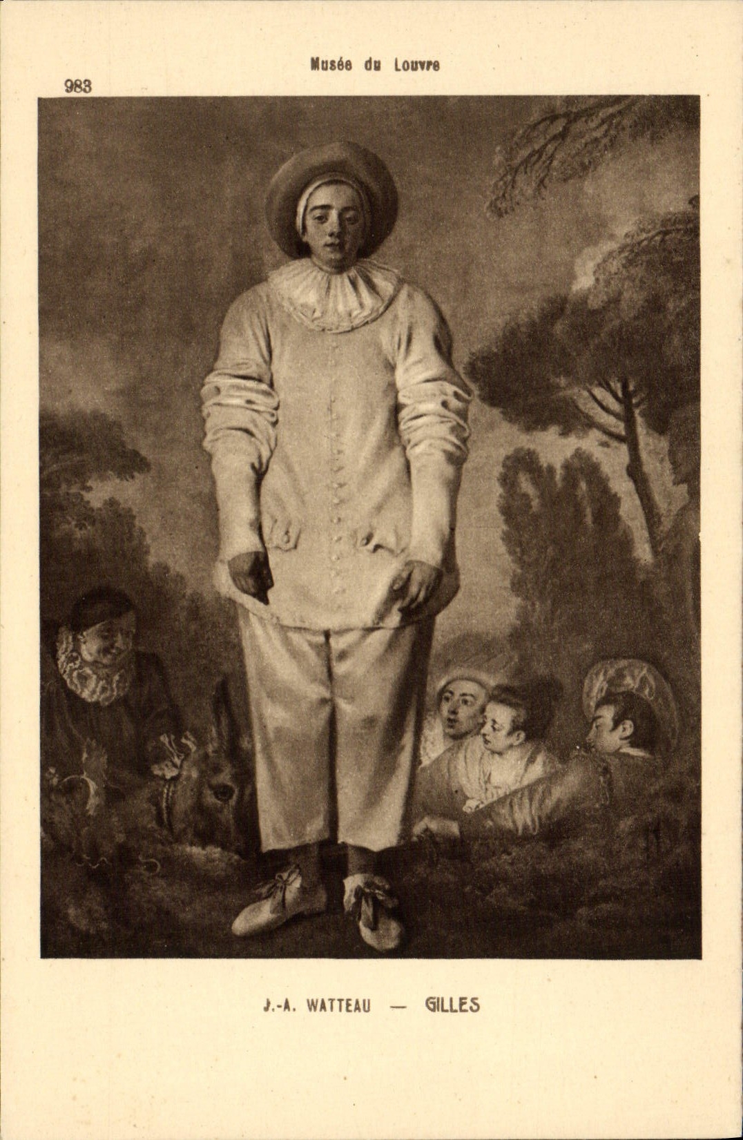 VINTAGE POSTCARD Watteau Gilles Paris Museum of Louvre