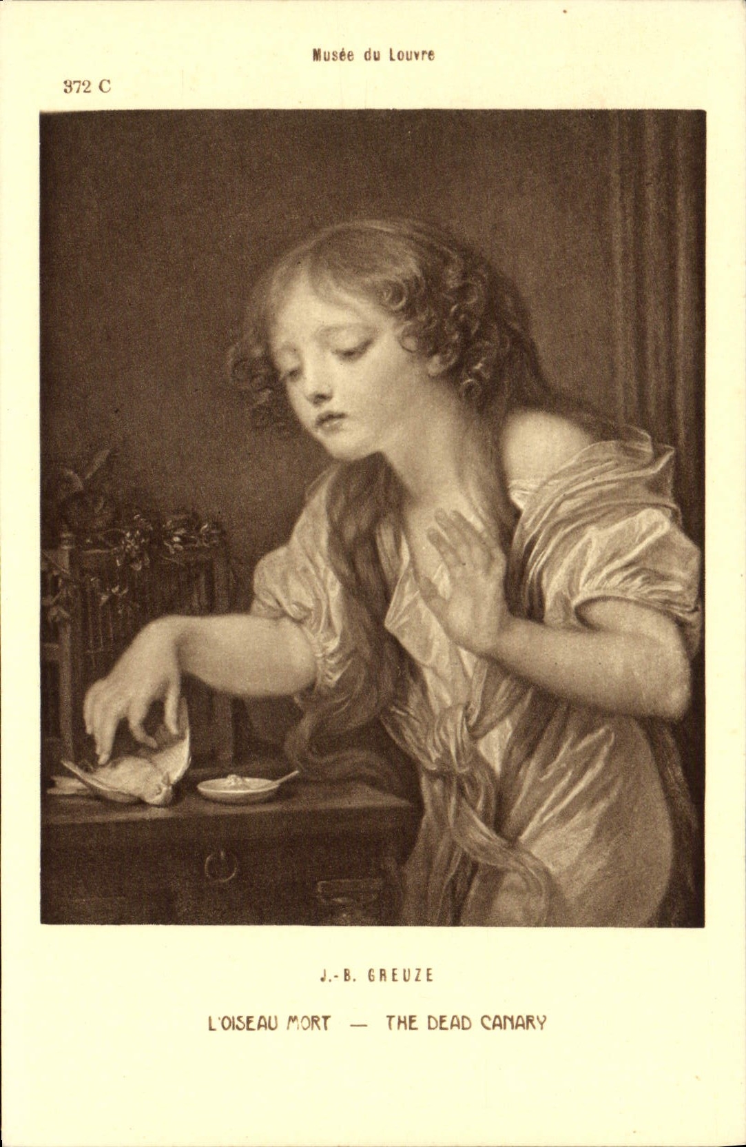 VINTAGE POSTCARD Museum Of Louvre the Paris dead bird