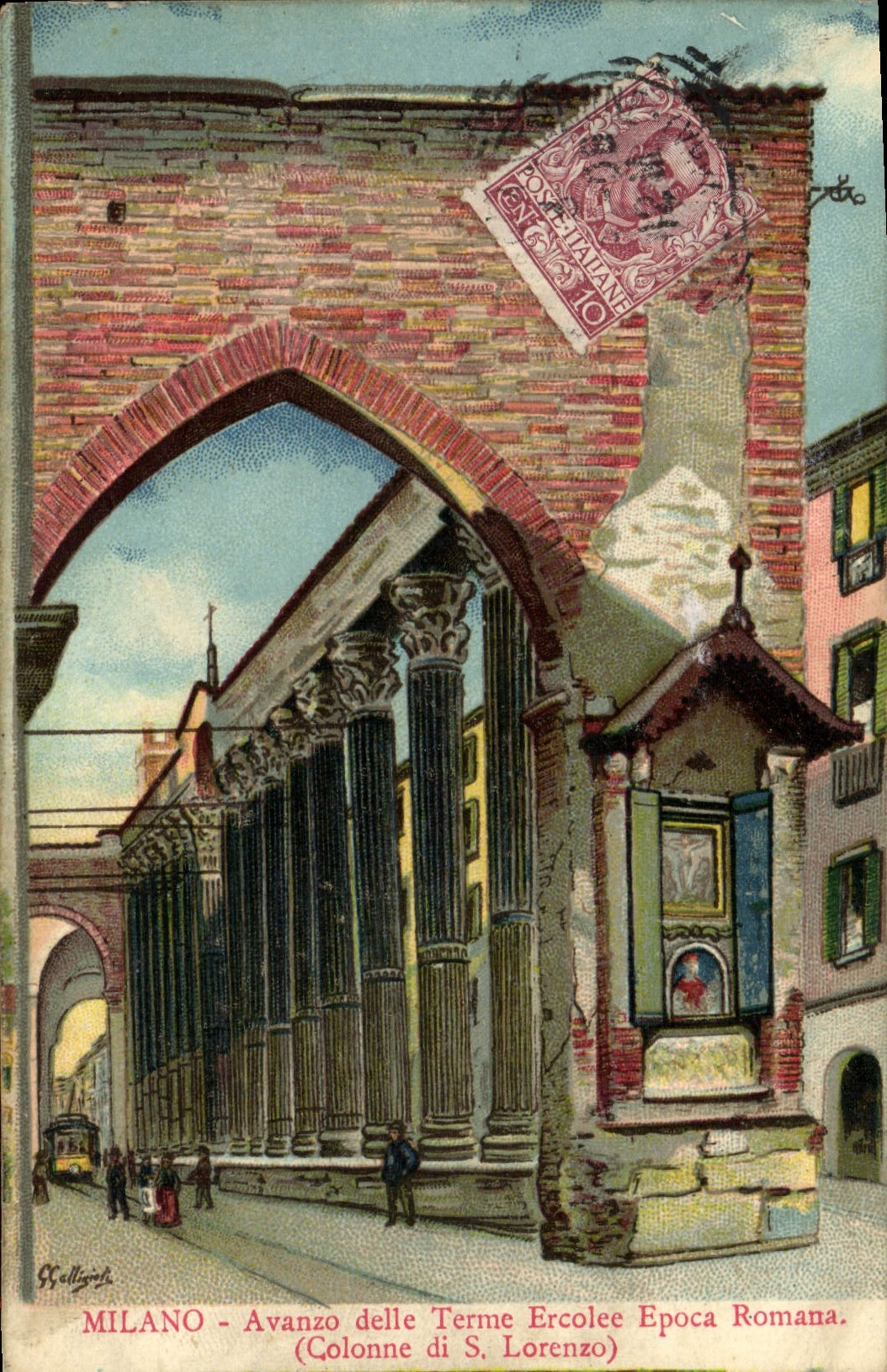VINTAGE POSTCARD Milano Avanzo Delle Term Ercolec Epoca Romana Column di S Lorenzo