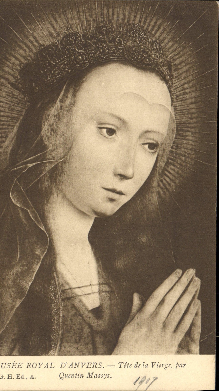 VINTAGE POSTCARD Royal Museum Of Antwerp Head Of the Virgin by Quentin Massys