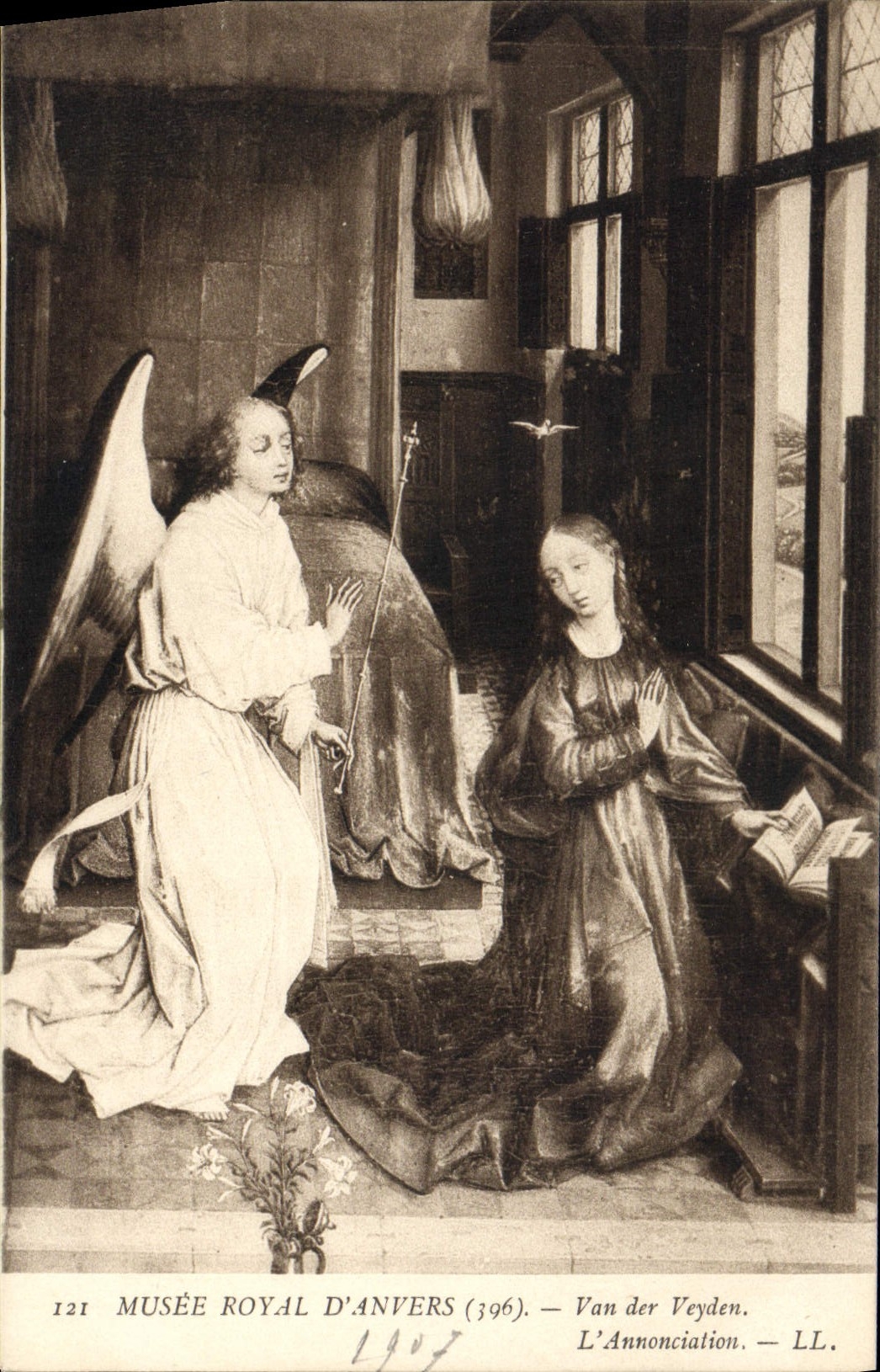 VINTAGE POSTCARD Royal Museum Of Antwerp Van Der Weyden the Annunciation Angel