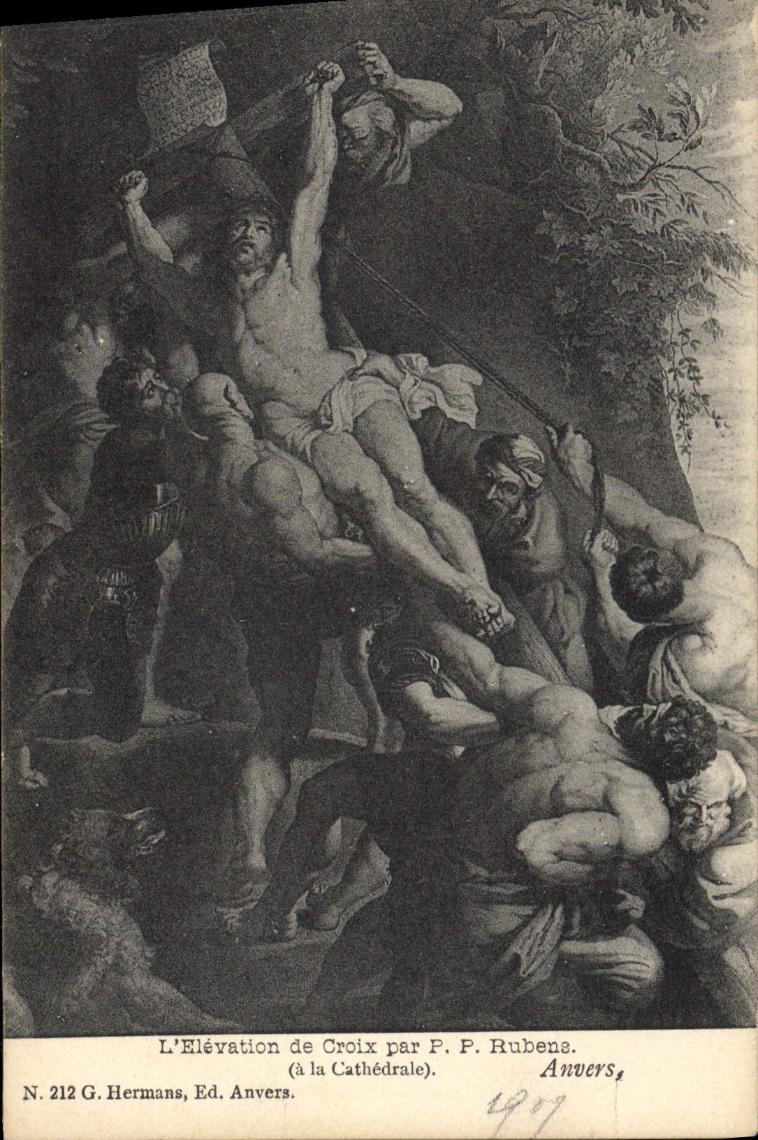 VINTAGE POSTCARD Rubens the rise in the Cross to the Antwerp cathedral