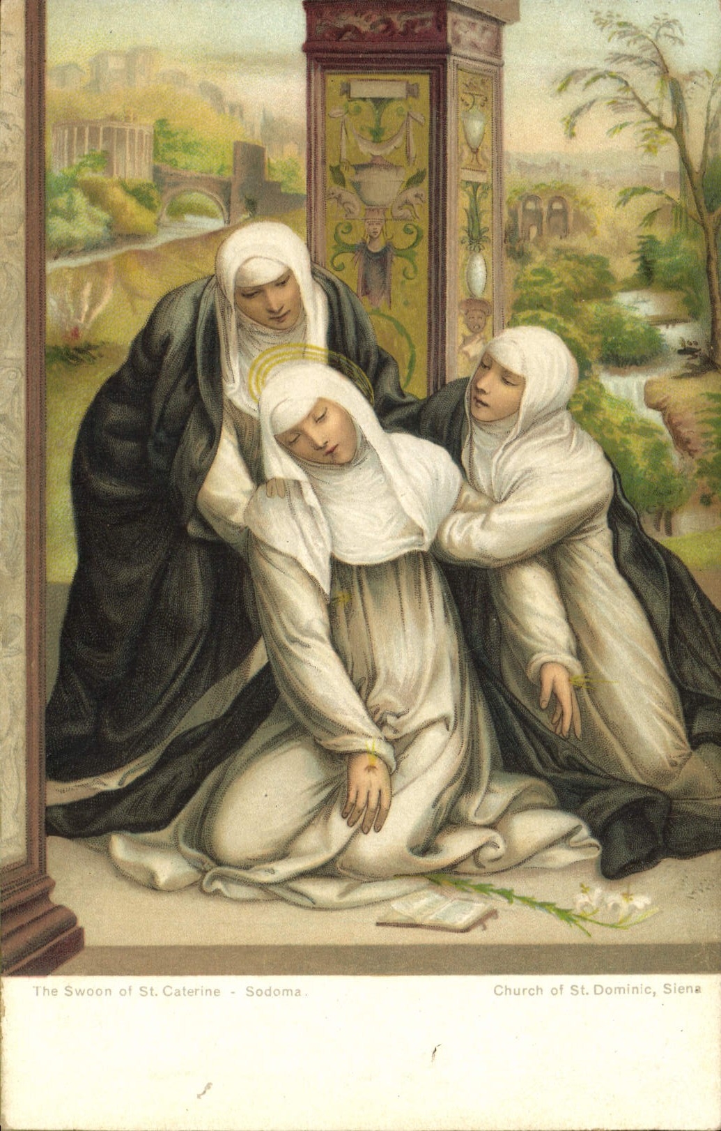 VINTAGE POSTCARD The swoon off St Caterine Sodoma Church off St Dominic Siena