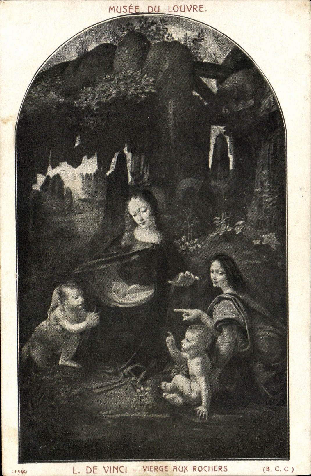 VINTAGE POSTCARD Virgin Leonard De Vinci With the Rocks Paris Museum of the Louvre