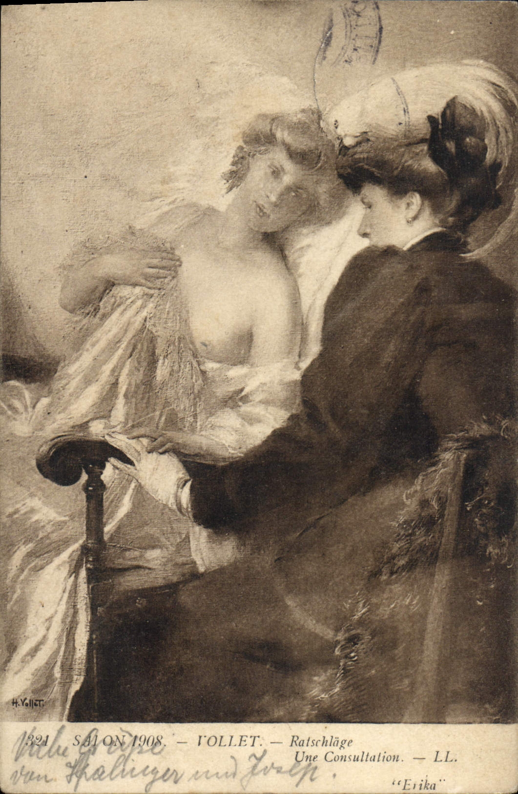 VINTAGE POSTCARD Shutter Consultalion Living room 1908