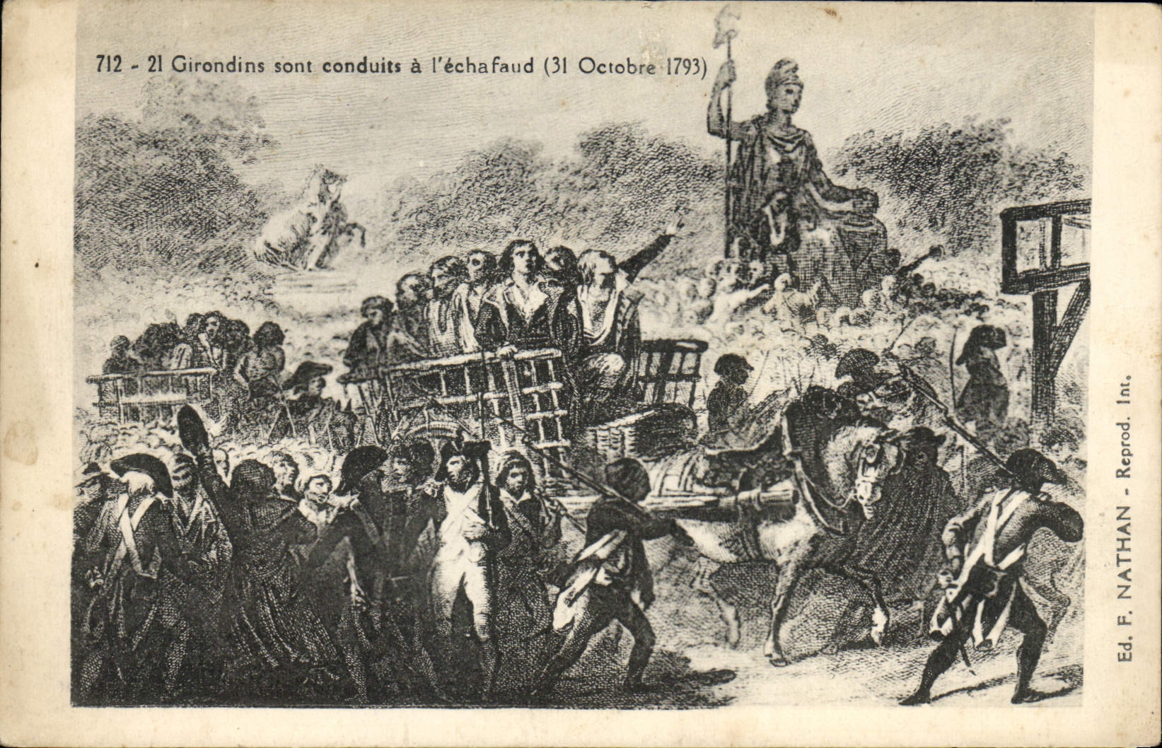 VINTAGE POSTCARD Girondins Is led To the scaffold