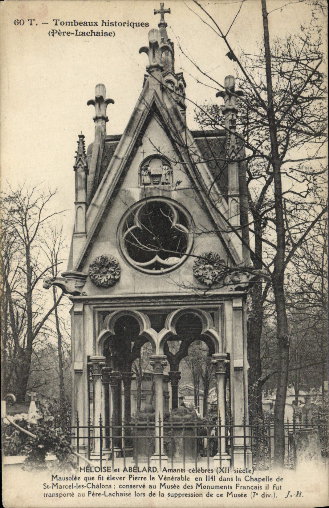VINTAGE POSTCARD Historical Tombs Heloise And Abelard famous Lovers Father Lachaise Paris