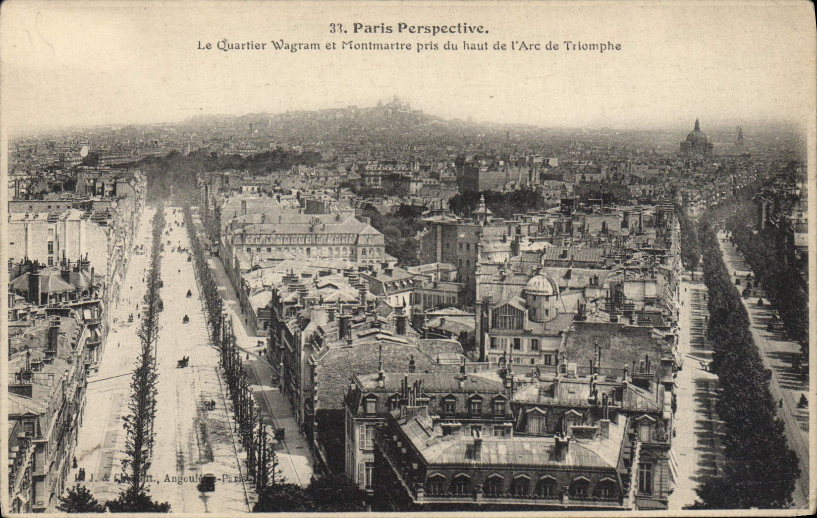 CPA Paris Perspective Le Quartier Wagram et Montmartre pris du haut de l'Arc de Triomphe