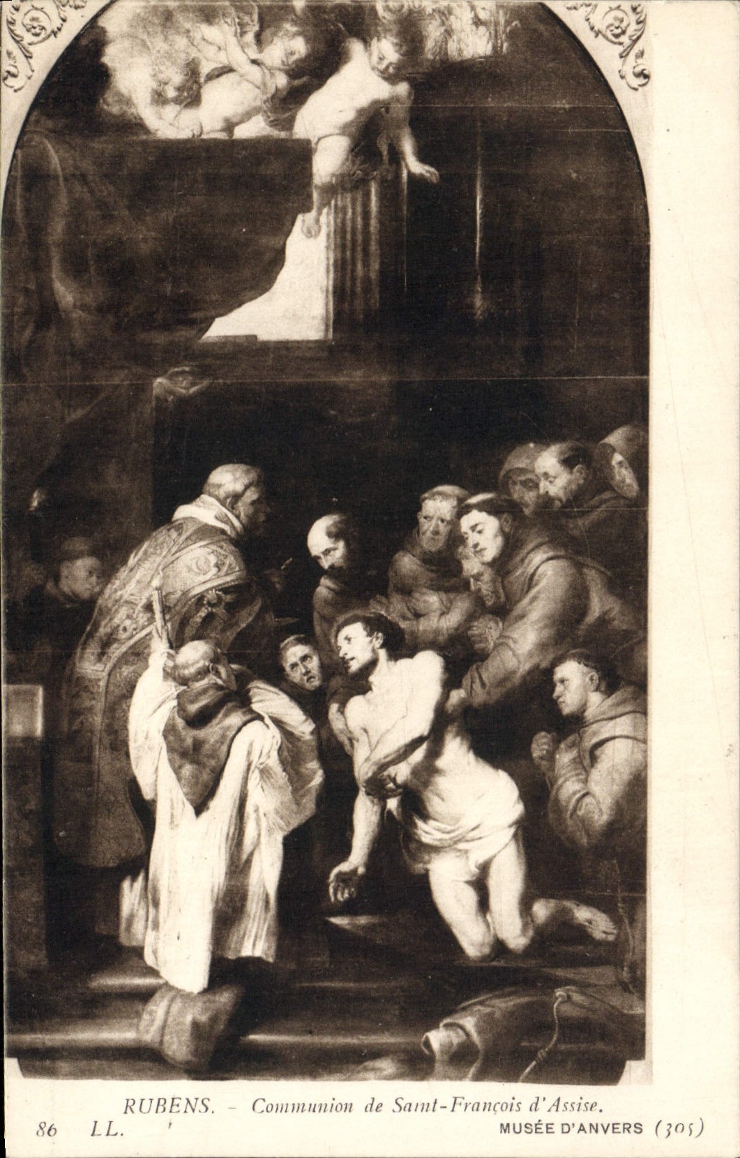 VINTAGE POSTCARD Rubens Communion Of Saint François d' Assise Museum of Antwerp
