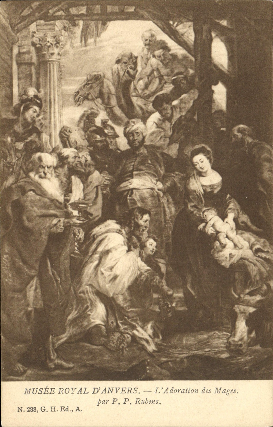 VINTAGE POSTCARD Royal Museum Of Antwerp Worship Of the Rubens Magi