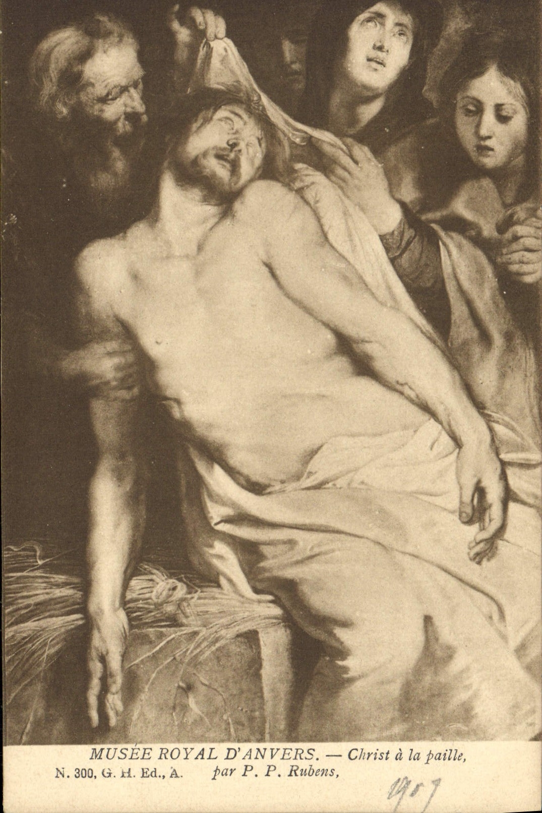 VINTAGE POSTCARD Royal Museum Of Antwerp Christ to the Rubens straw