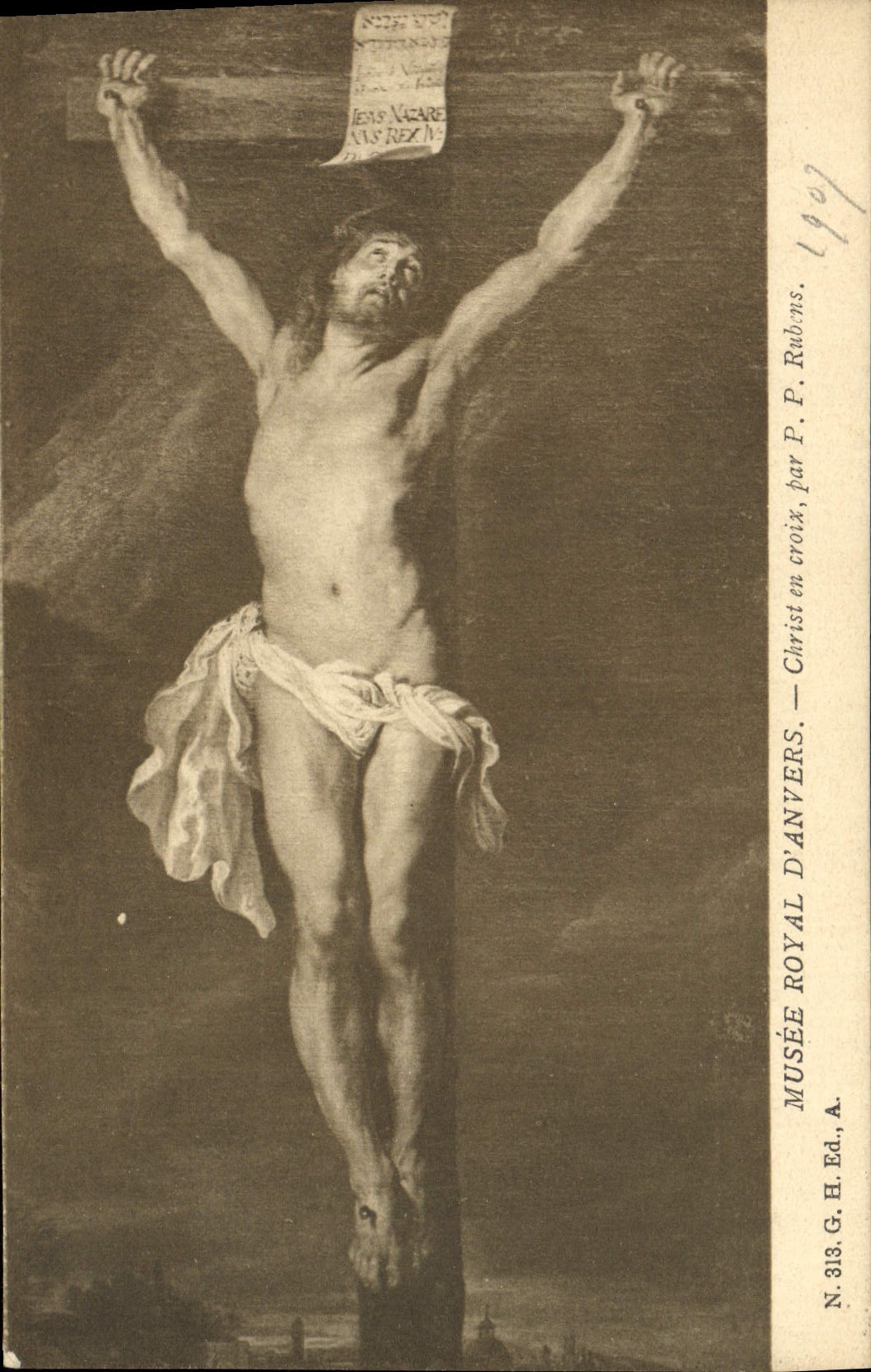 VINTAGE POSTCARD Royal Museum Of Antwerp Christ in Rubens cross