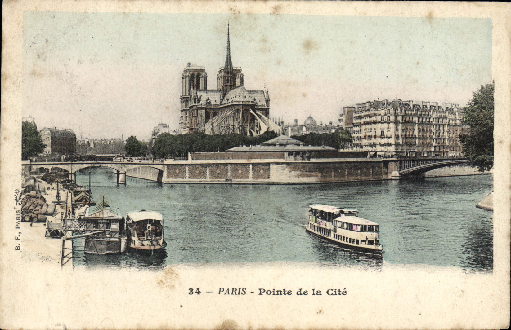 VINTAGE POSTCARD Paris Points ISCED Boat Barge