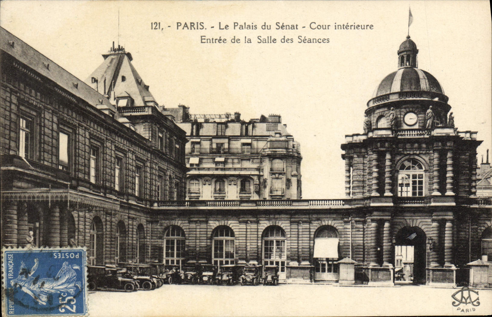 VINTAGE POSTCARD Paris the Palate Of the Senate Interior Court Entry of the room of the meetings