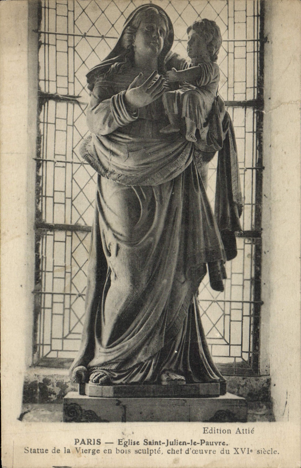 CPA Paris Eglise Saint Julien le Pauvre Statue de la Vierge