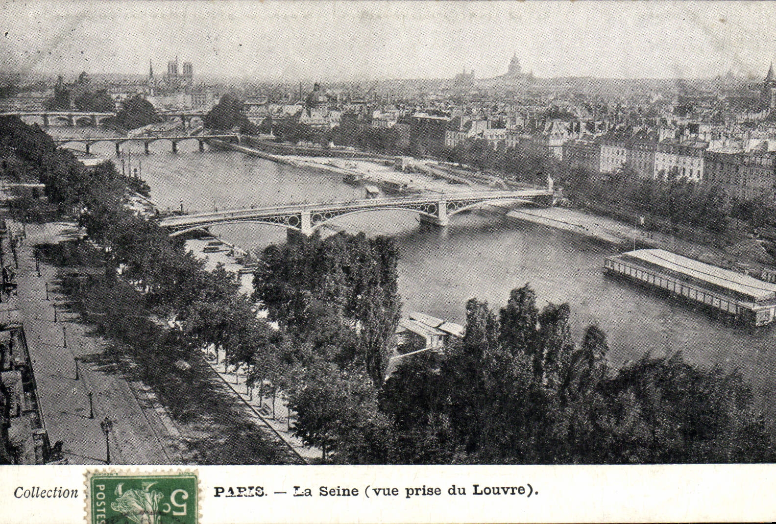 POSTAL París de la VENDIMIA el Seine vista de la lumbrera