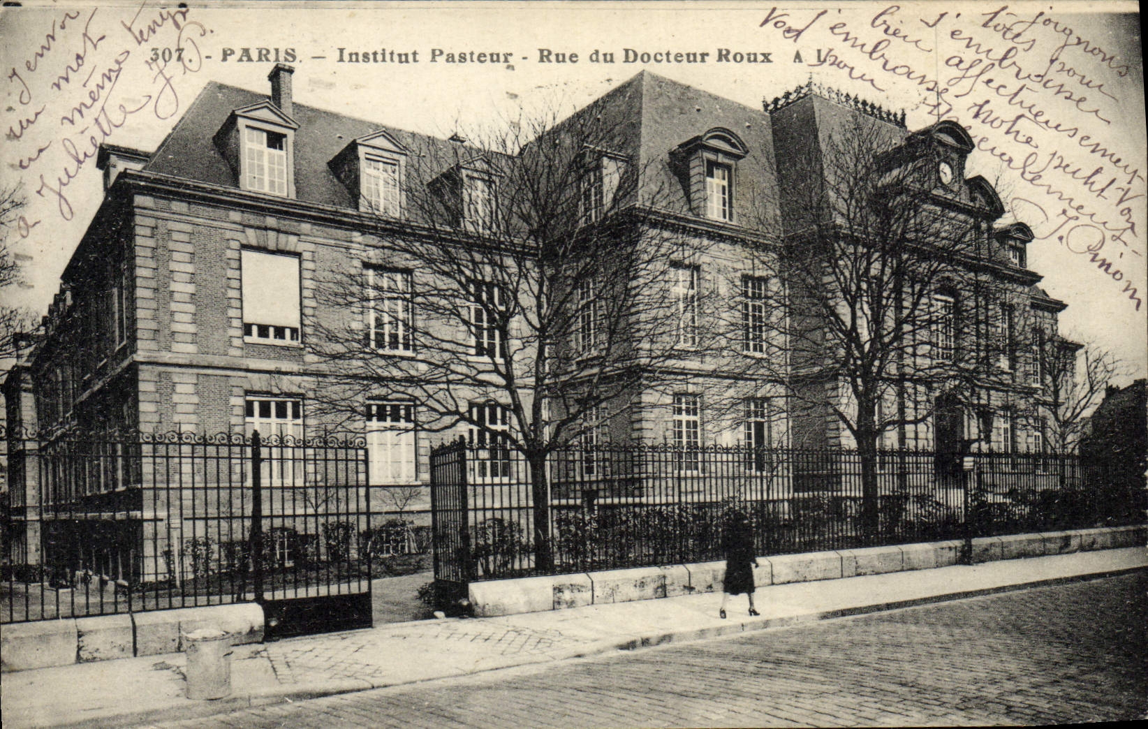 VINTAGE POSTCARD Paris Institute Pasteur Street Of Doctor Roux