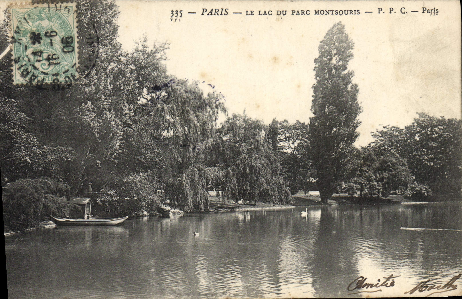 VINTAGE POSTCARD Paris the Lake Of the Montsouris Park