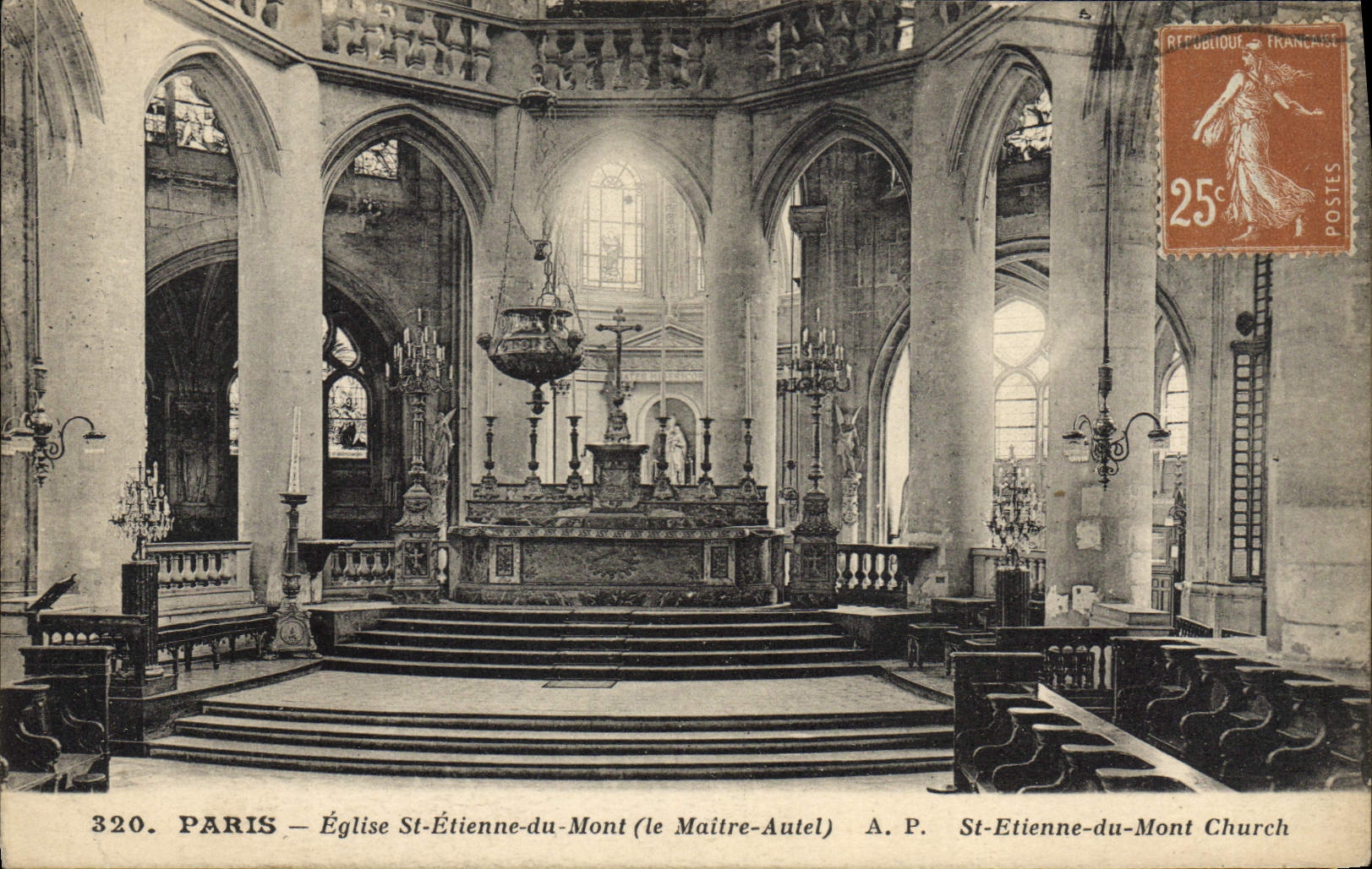 VINTAGE POSTCARD Paris Church St Etienne Of the Mount the Master Furnace bridge Label Tuberculosis