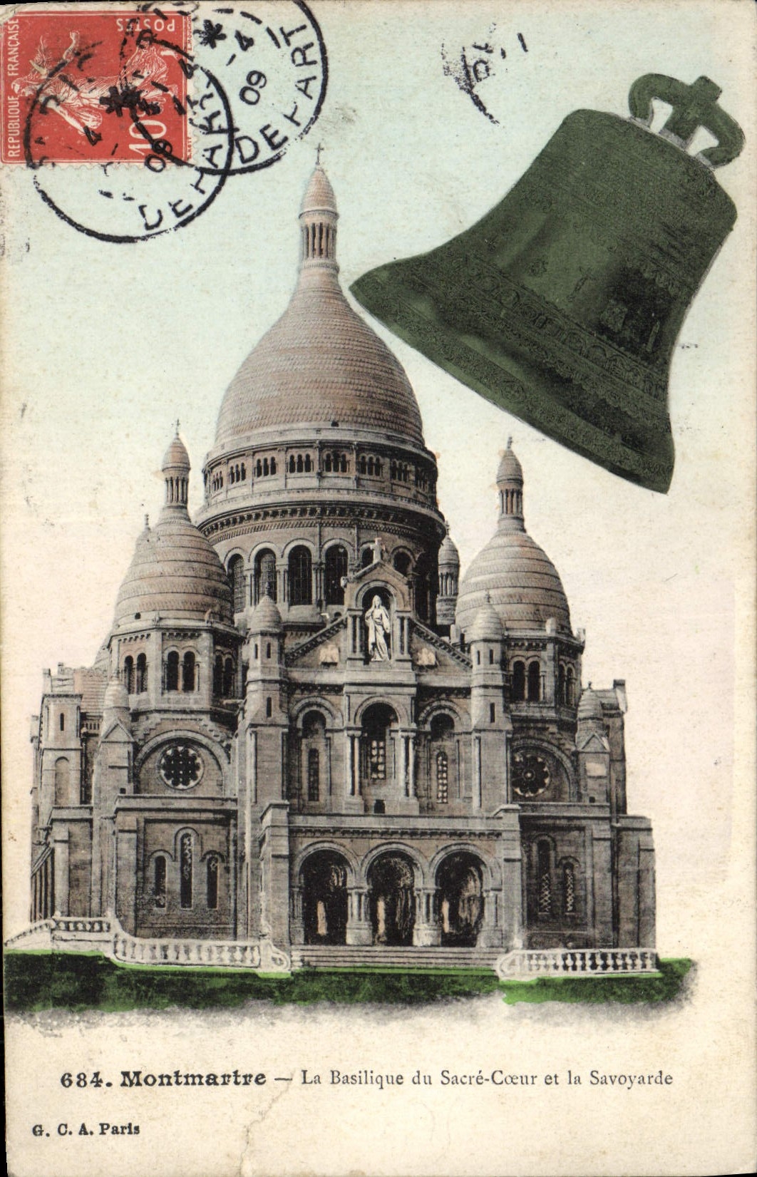 VINTAGE POSTCARD Montmartre the Basilica Of the Sacring Heart And the Savoyard one