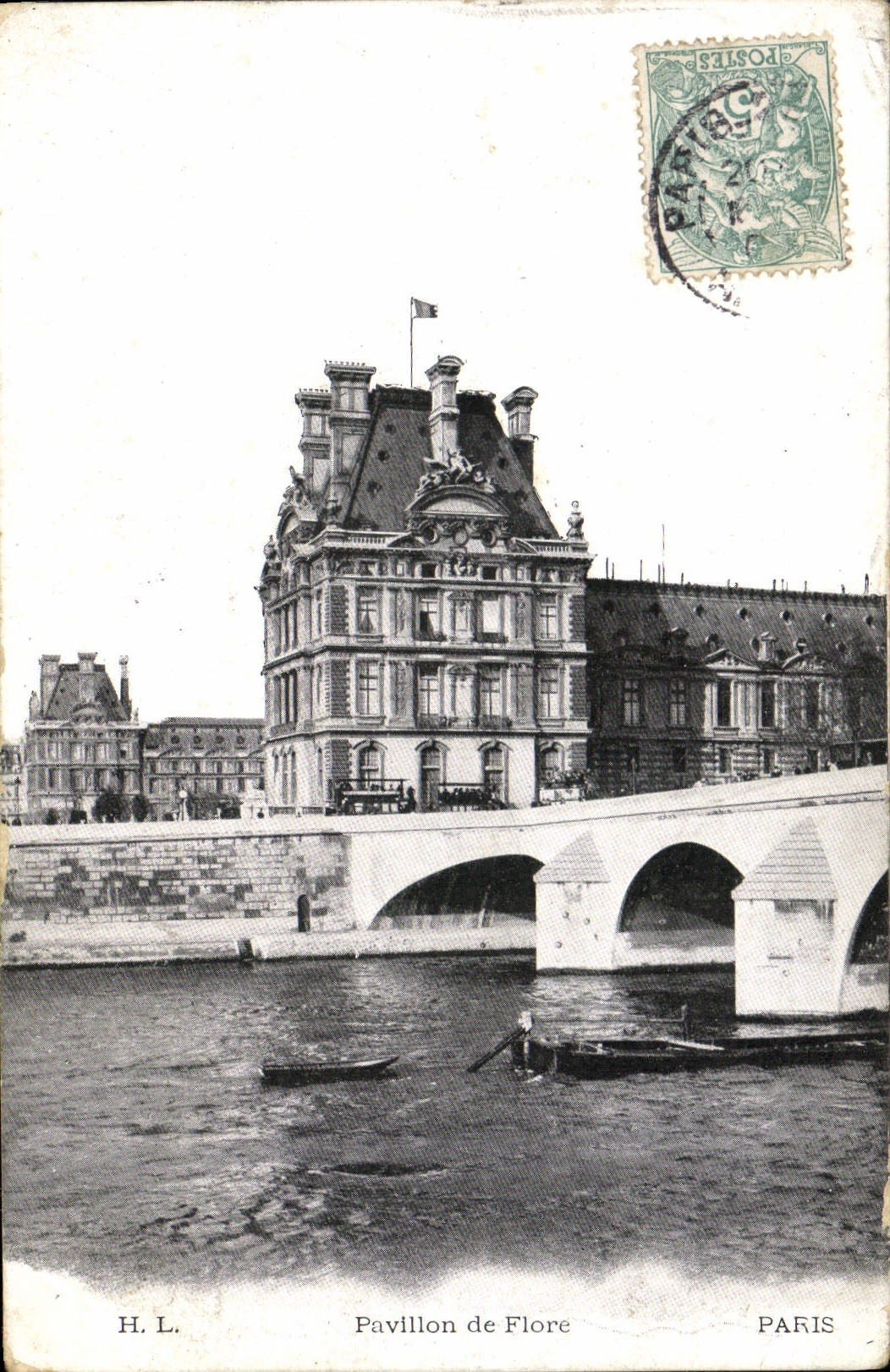 Lumbrera de París de la POSTAL de la VENDIMIA Pavillon de Flore
