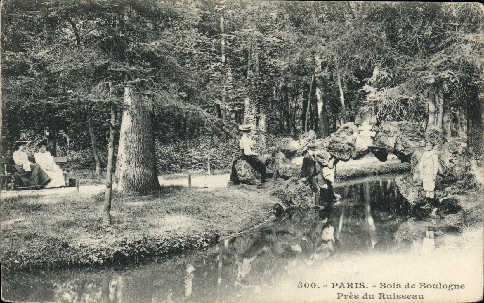 VINTAGE POSTCARD Paris Bois de Boulogne Close to the Brook