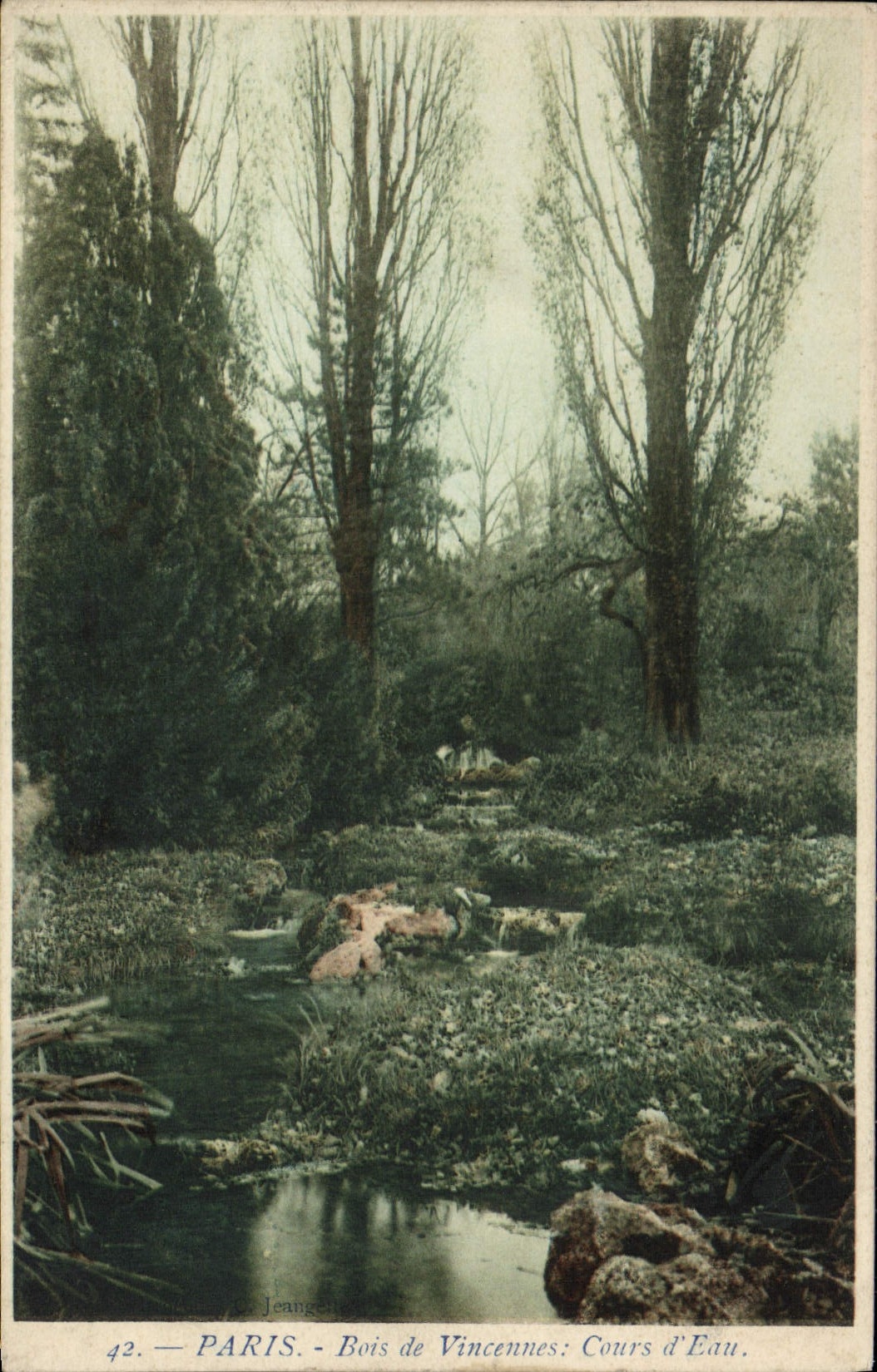 VINTAGE POSTCARD Paris Wood of Vincennes River