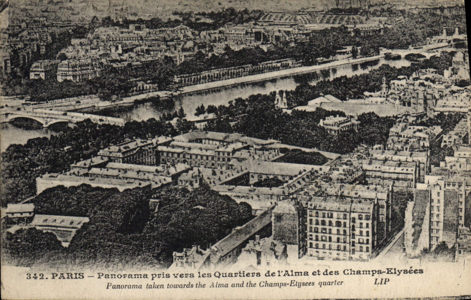 CPA Paris Panorama Pris Vers les Quartiers de L'Alma et des Champs Elysees