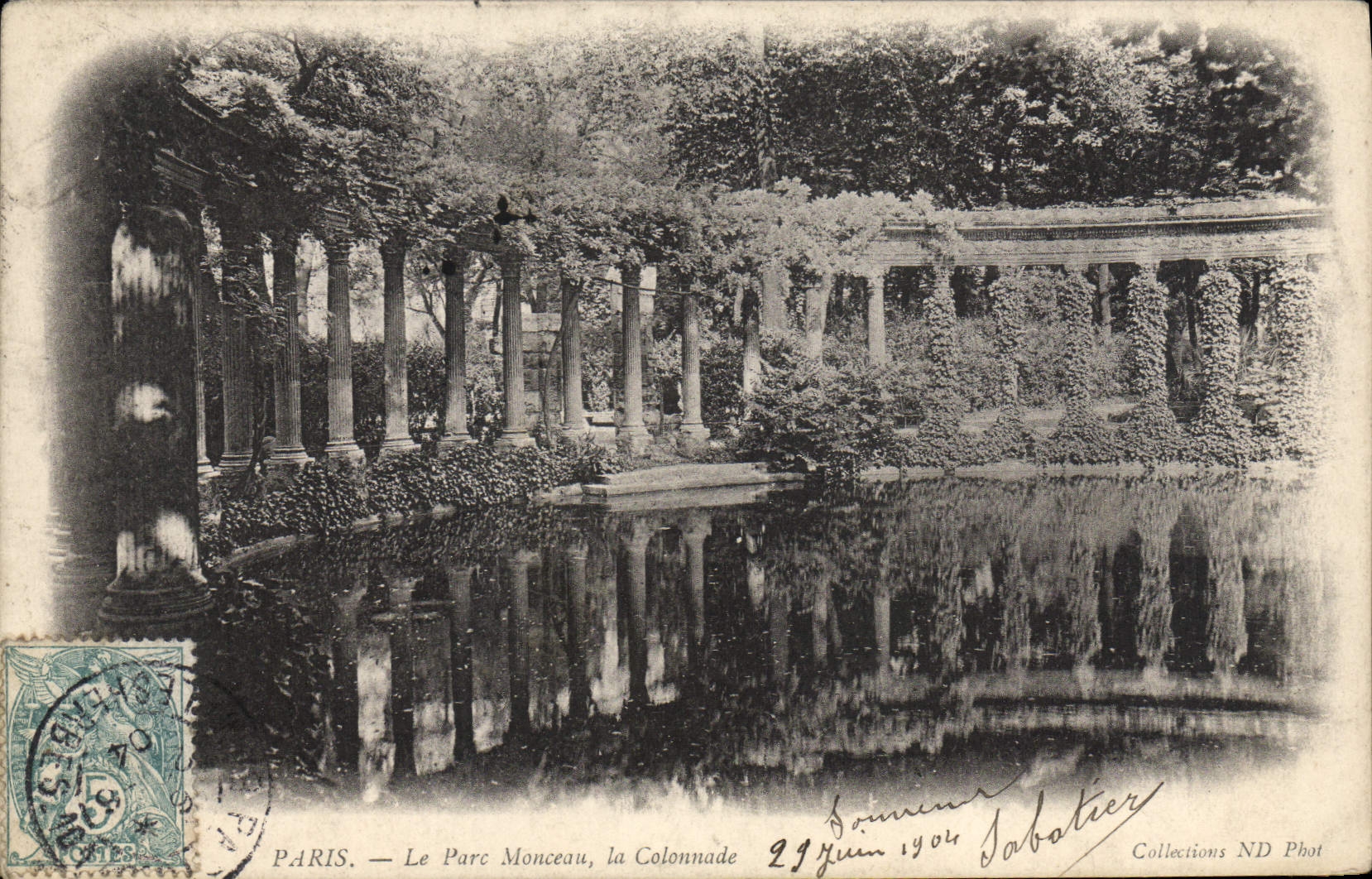 VINTAGE POSTCARD Paris the park Heap the colonnade
