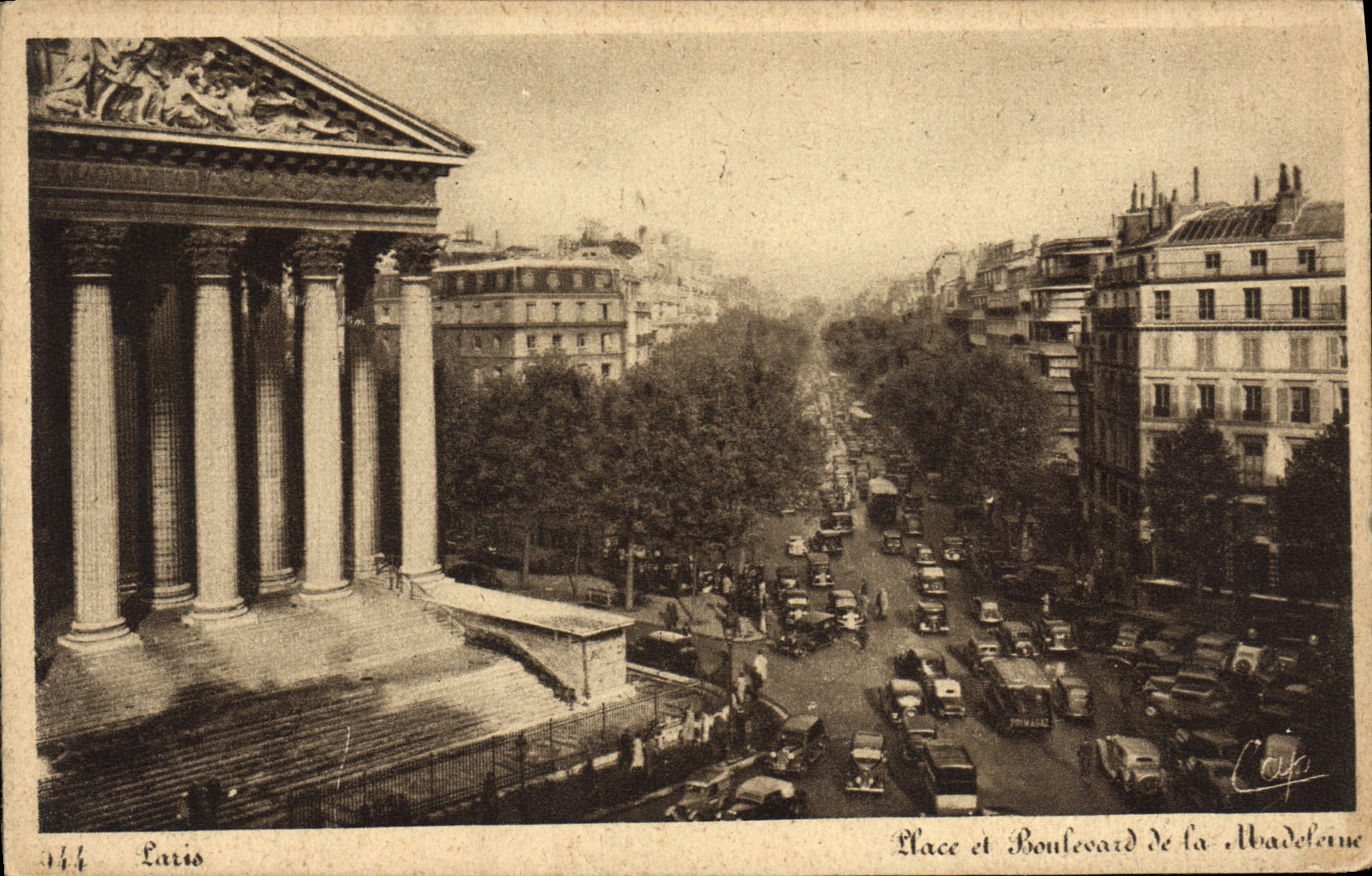 VINTAGE POSTCARD Paris Places and boulevard of the Madeleine